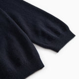 Mørk indigo kashmircardigan ærmedetalje med blød ribkant ved manchet
