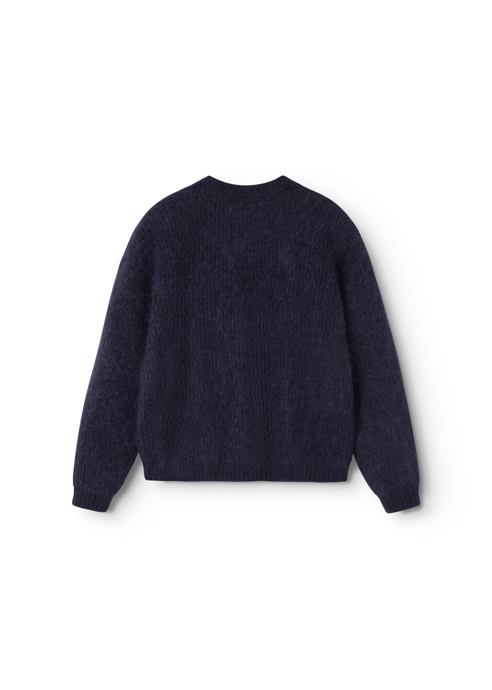 Tavon W strikcardigan i mørk melange med lange ærmer og bagvendt look