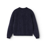 Tavon W strikcardigan i mørk melange med lange ærmer og bagvendt look