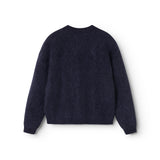 Tavon W strikcardigan i mørk melange med lange ærmer og bagvendt look