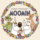 Børnekjole med stort Moomin-motiv i cirkel og blomsterkrans