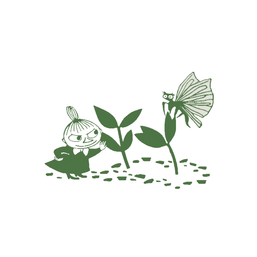 Børne-T-shirt med grøn haveillustration og sommerfugl/planter