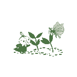 Børne-T-shirt med grøn haveillustration og sommerfugl/planter